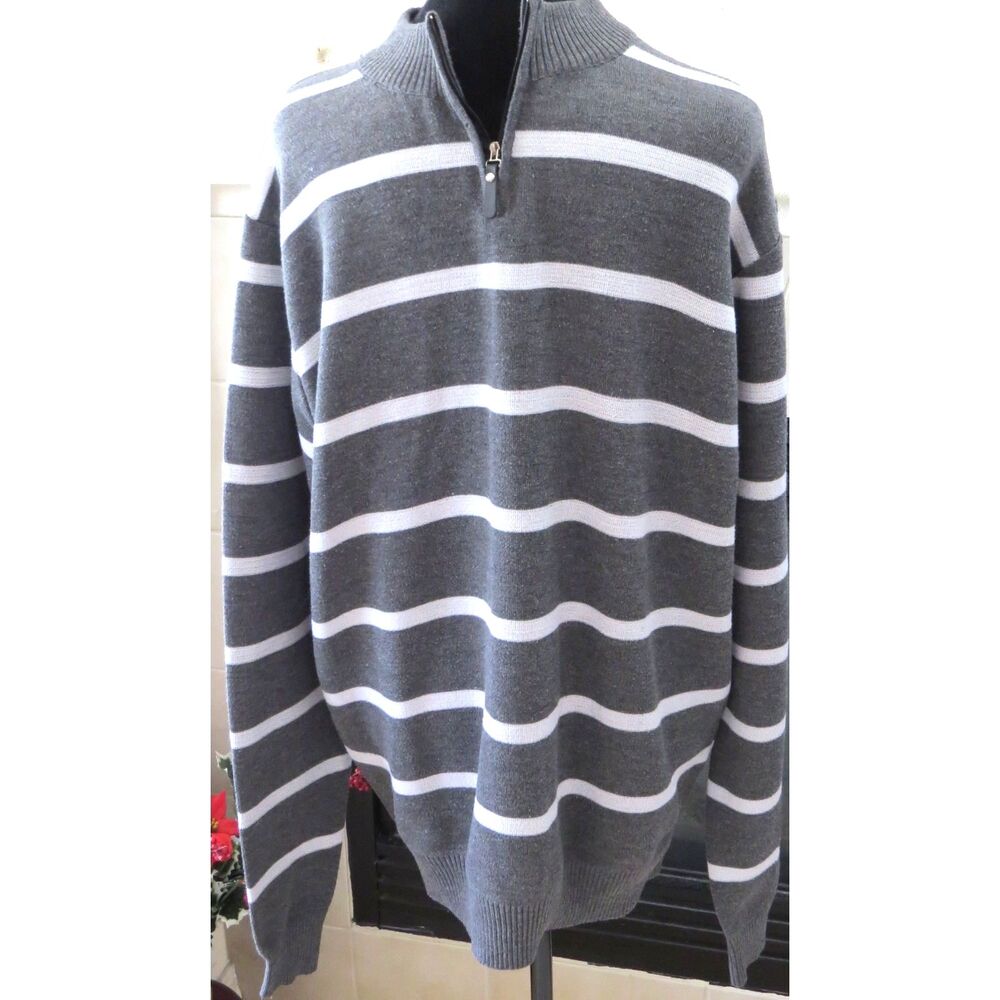 Silver Needle Men's 1/4 zip Pullover Sweater Gray/White  Large EUC - Picture 3 of 6